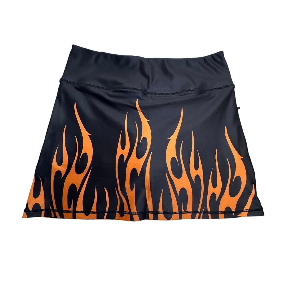 ReadyGOLF Womens Small Black Orange Flame Golf Skort Athletic Stretch Shorts